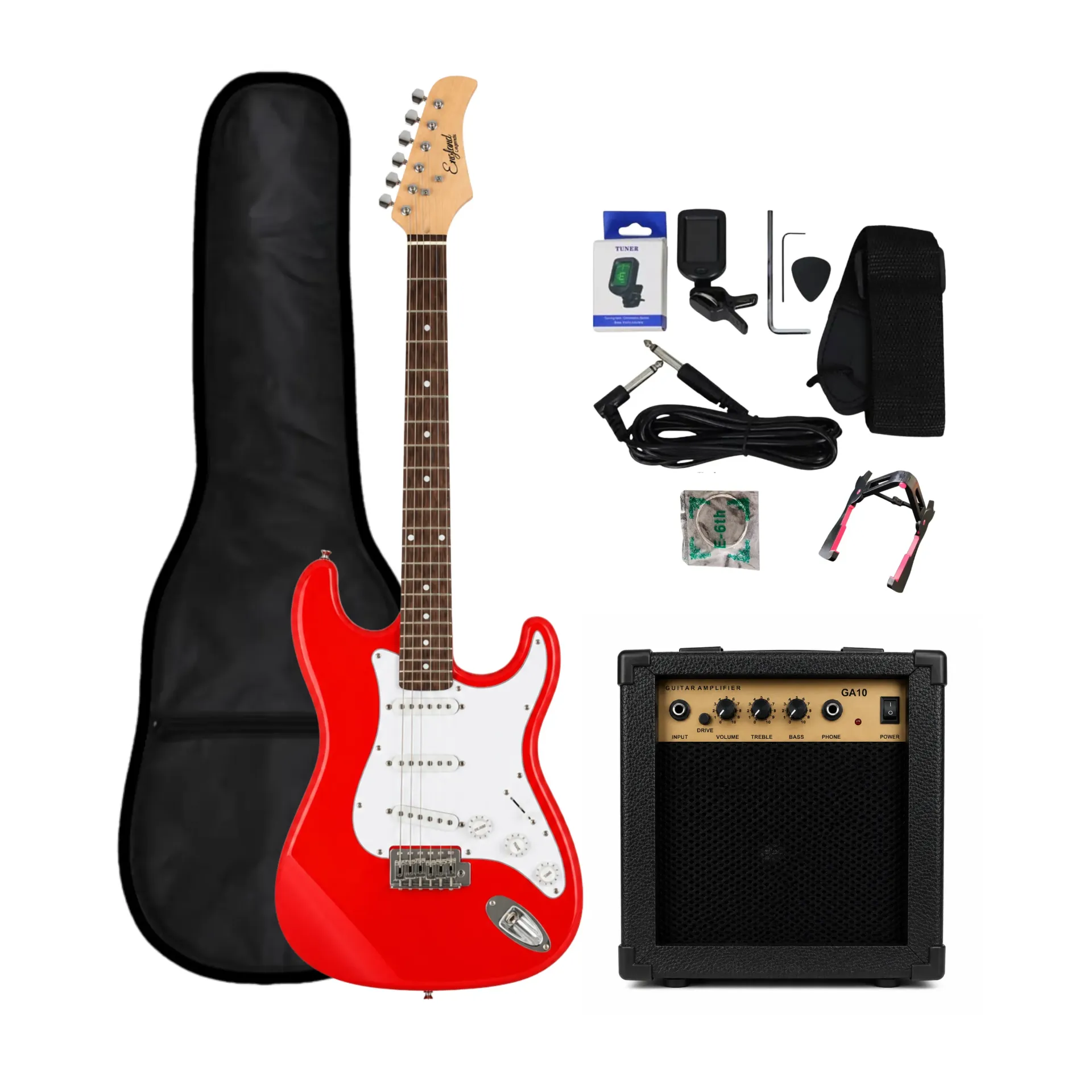 Guitarra eléctrica con amplificador England Legends roja