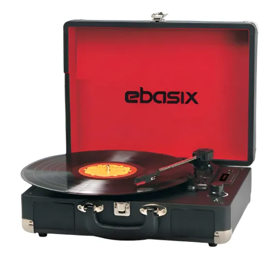 Vitrola / Tocadiscos de maletín 6 en 1 Ebasix TE001 Negro