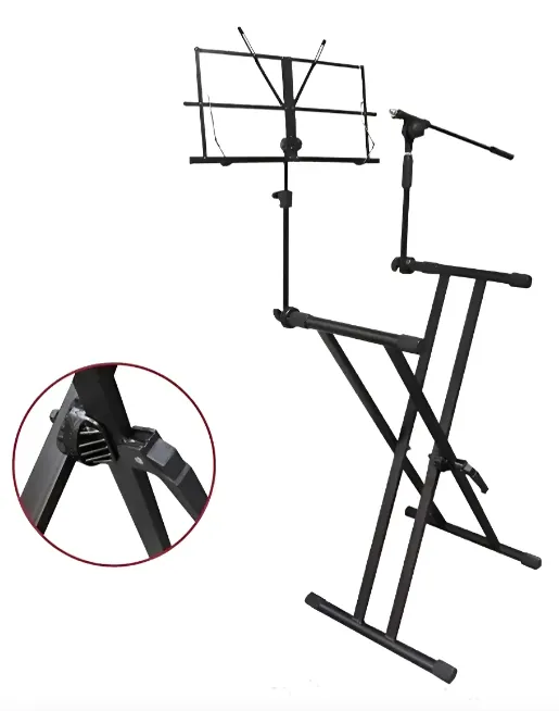 Soporte reforzado de órgano con atril y soporte de micrófono