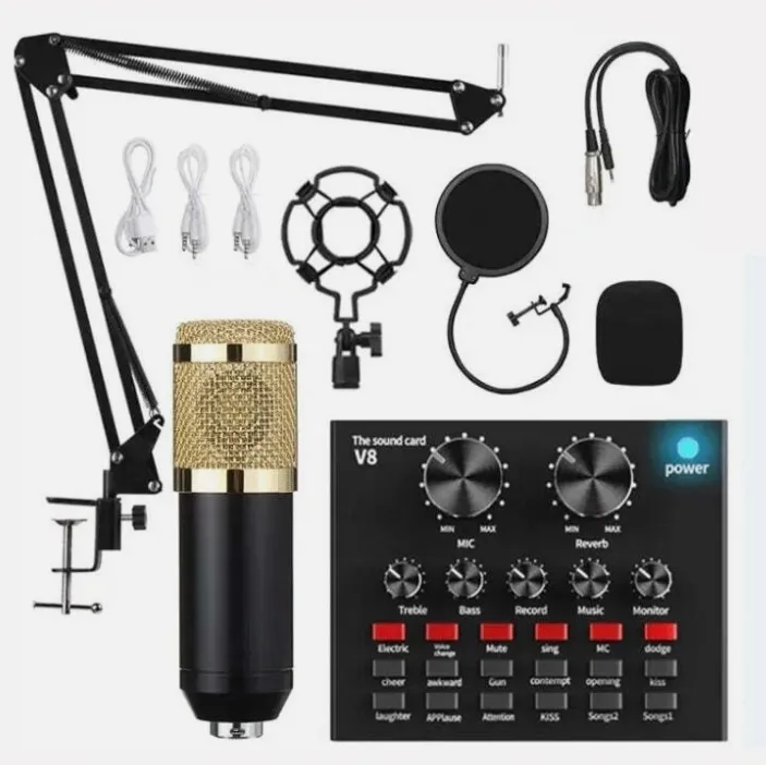 Tarjetas de sonido BM800 + condensador de audio +  micrófono de estudio