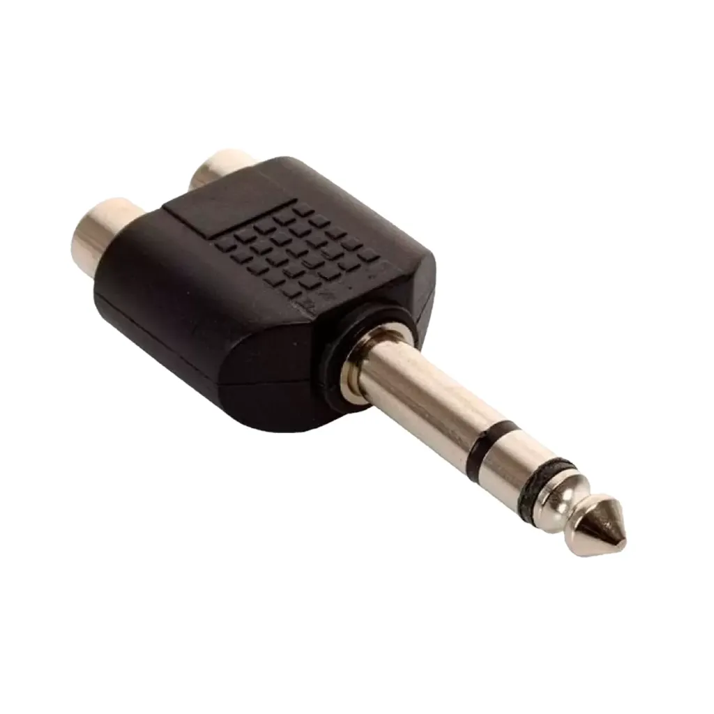 Conector 2 jack RCA a 1 plug 6.3 mm estereo