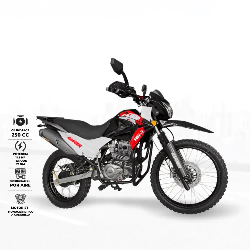 Moto Ranger GY 250  negro/blanco/rojo