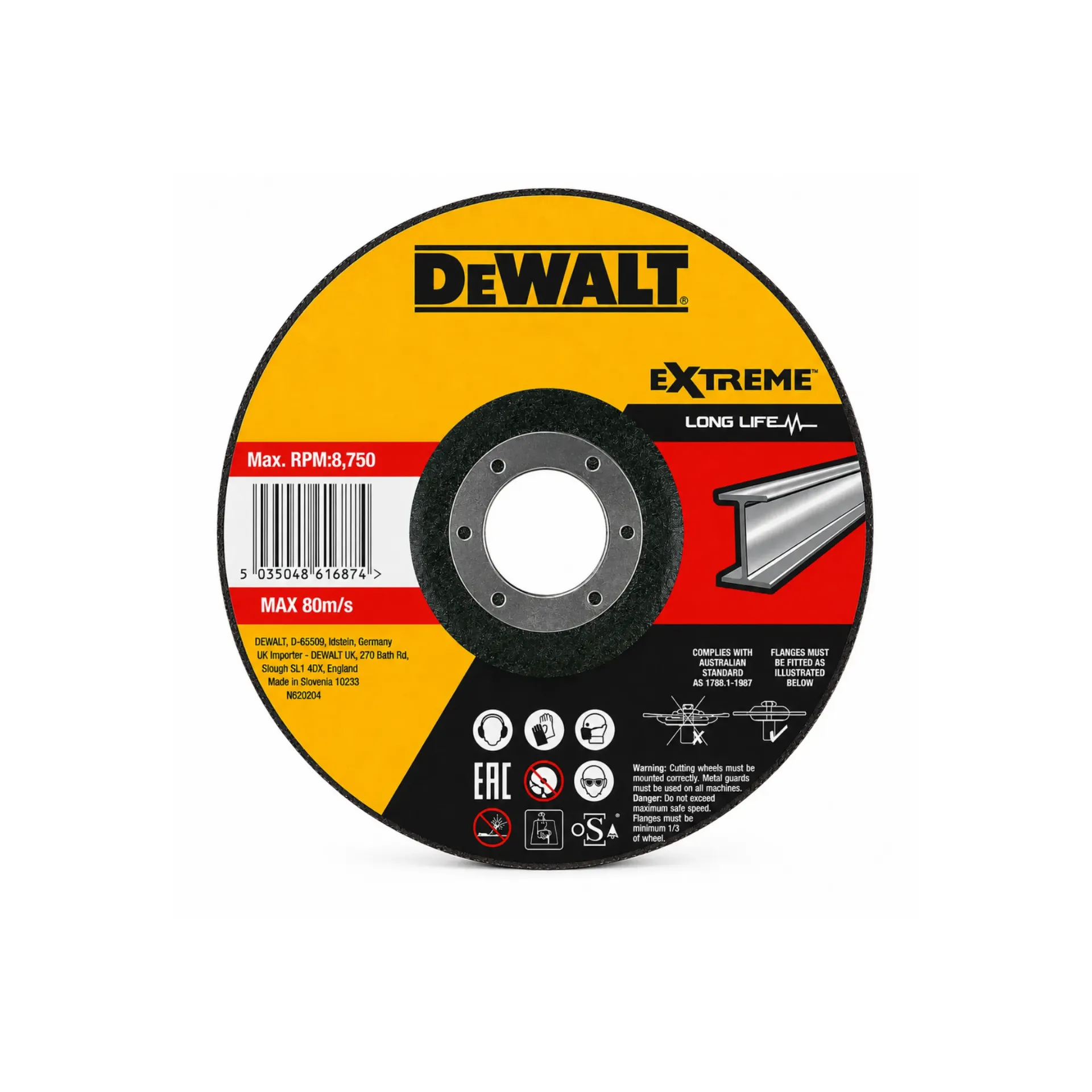 Disco para corte de metal 180mm x 22.23mm Dewalt