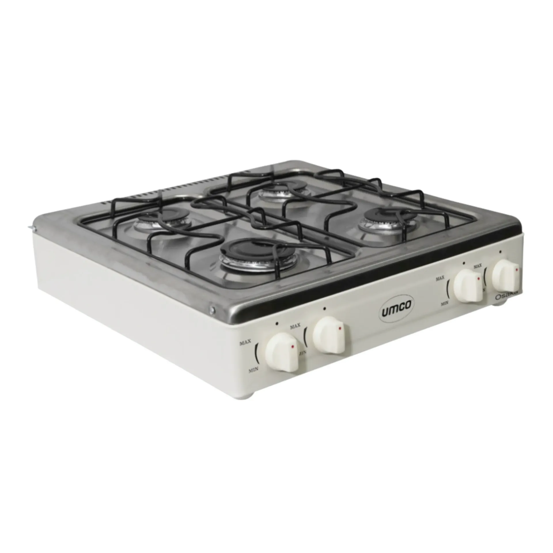 Cocineta UMCO Osaka de 4 quemadores con tablero de acero inoxidable