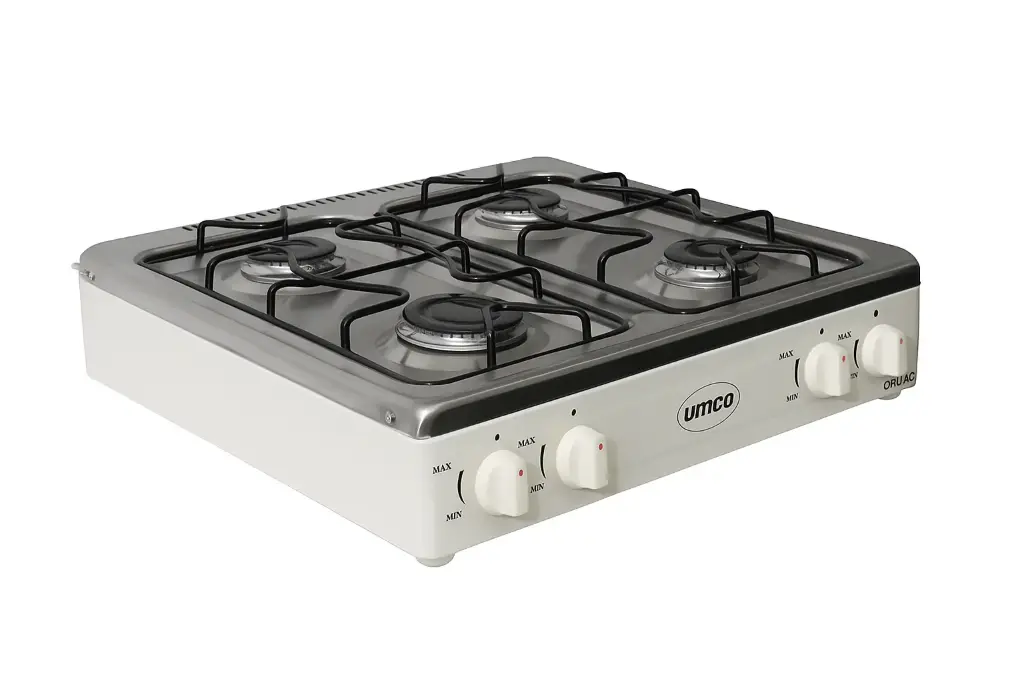 Cocineta UMCO Osaka de 4 quemadores con tablero de acero inoxidable
