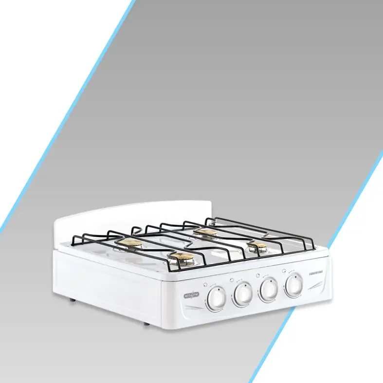 Cocineta ECOLINE Fiorentina de 4 quemadores con respaldo metálico porcenalizado