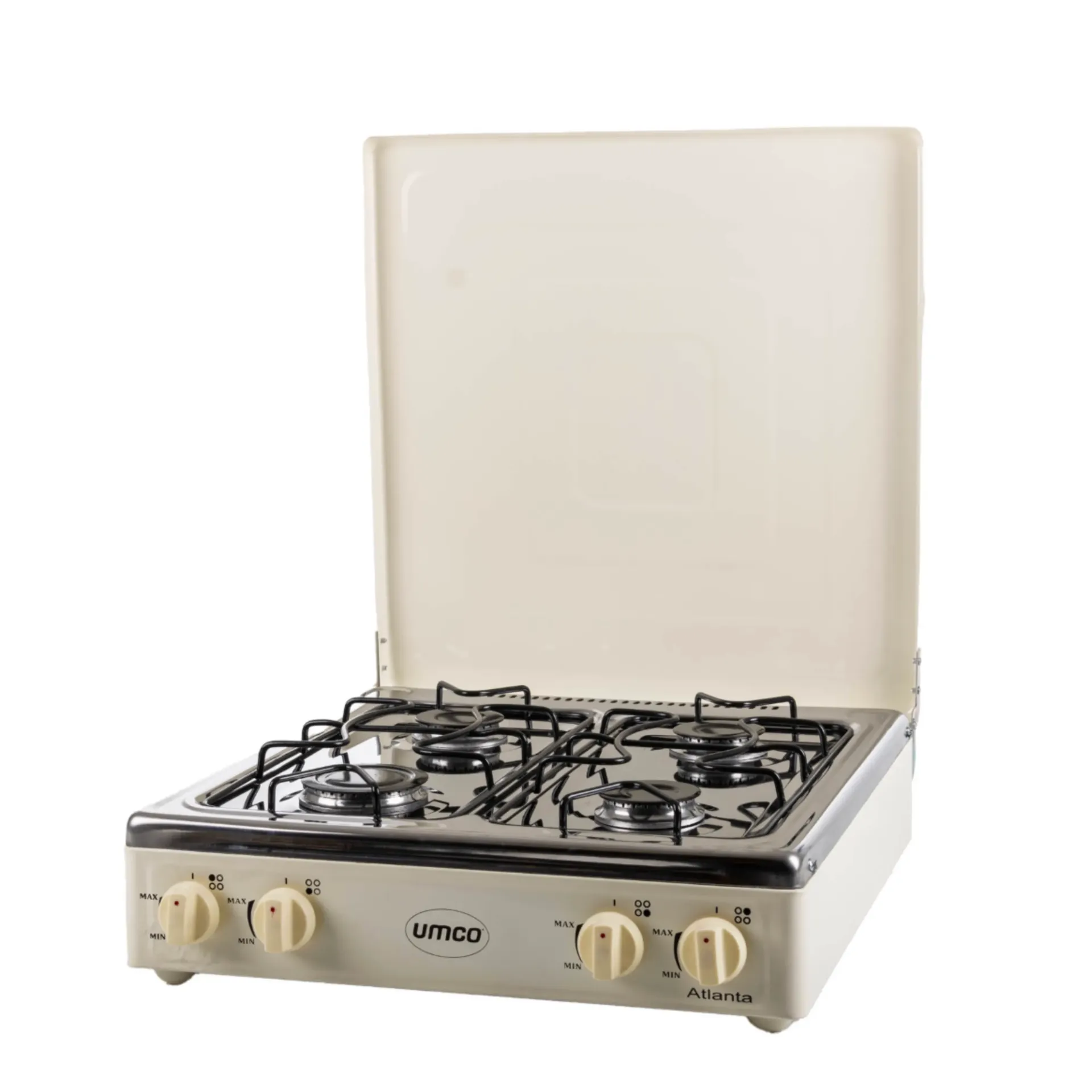 Cocineta UMCO Atlanta de 4 quemadores con tablero de acero inoxidable