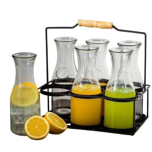 Vasos de vidrio con soporte metálico