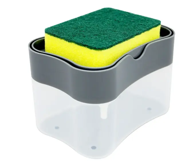 Dispensador de jabón líquido de 350 ml con soporte para esponja de cocina