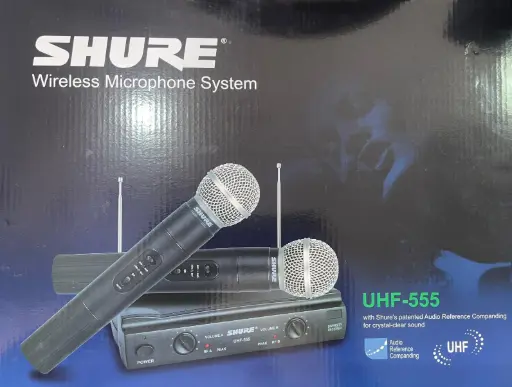 Micrófono Shure UHF555 inalámbrico con doble mano de 110V 