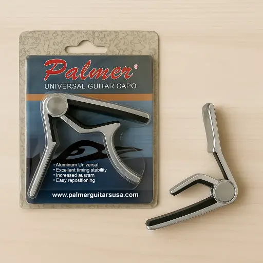 Capotraste Palmer para guitarra o cejilla para guitarra P200 plateado