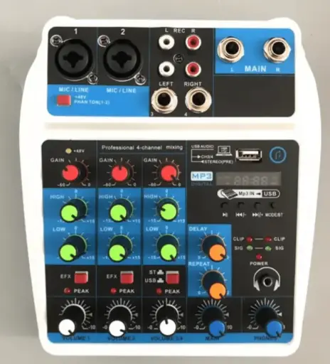 Mezcladora 4 canales USB-BT mixer