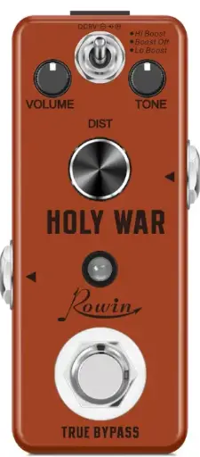 Pedal analógico de distorsión de metales pesados para guitarra True Bypass Rowin