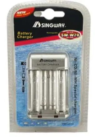 Cargador de baterías SINGWAY SW-W20 con baterías AA