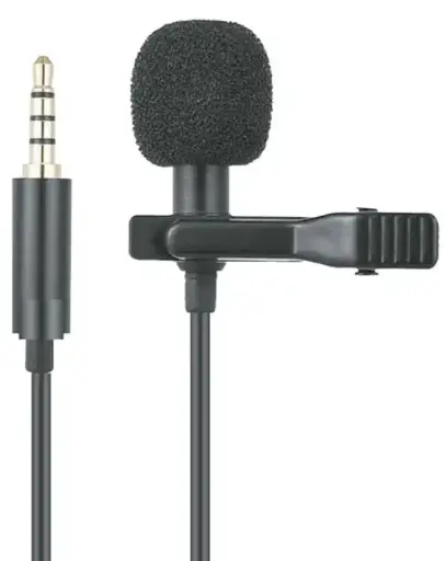 Micrófono corbatero con clip conector plug 3.5mm Negro