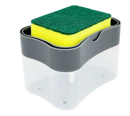 Dispensador de jabón líquido de 350 ml con soporte para esponja de cocina